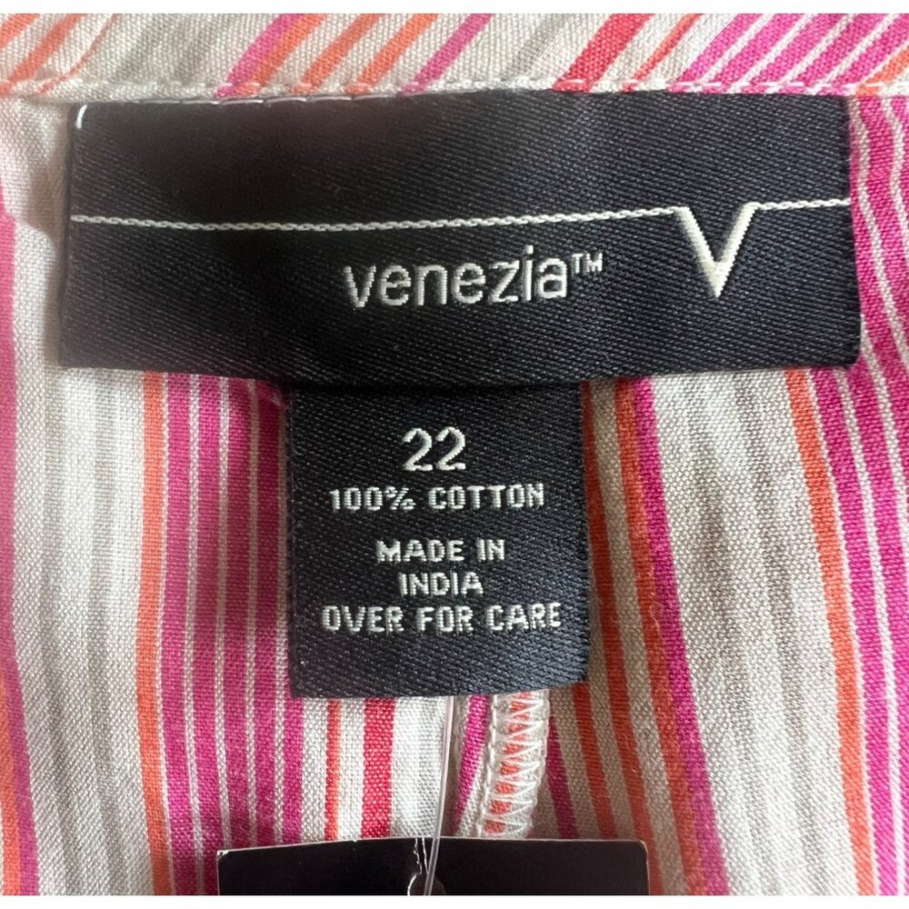Venezia Womens Pink & White Striped Shorts Skirt With Ruffle Hem Size 22 - Picture 7 of 11